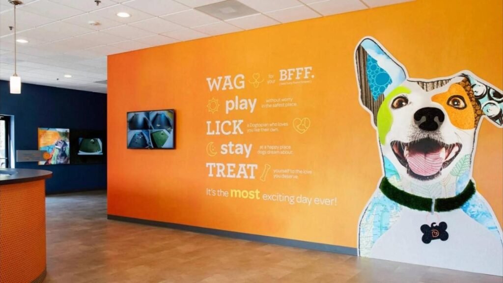 Business wall signage printed directly onto a shop wall